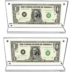 Acrylic Dollar Bill Frame Clear Bill Holders Currency Display for Collectors Paper Money Dollar Ticket Protector Bill Display Case Banknotes Stamp Collecting Supplies, 3.9 * 7.8inch, 2pcs in Kuwait