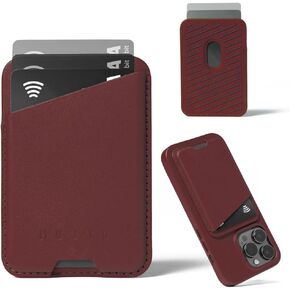 Mujjo Full Leather Magnetic Wallet for iPhone - Three-Card Easy-Access Design - Made from Luxurious Leather & Microfiber - Slim, Secure Design - Green Smoke