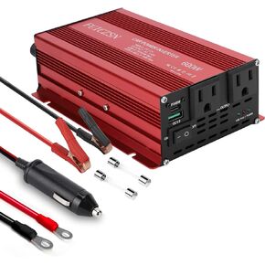 300W Power Inverter DC 12V to 110V AC Car Plug Adapter Outlet Converter with 65W PD USB-C &18W QC USB-A Fast Charging Ports and 2 AC Outlets Car Power Inverters for Vehicles