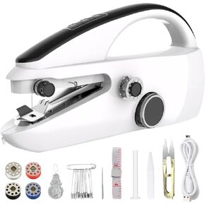 Handheld Sewing Machine,White Portable Sewing Machine,Mini Sewing Machine for Quick Stitching,Ideal for Clothing,Fabrics,DIY Projects,Electric Handheld Sewing Machine Perfect for Adults and Beginners