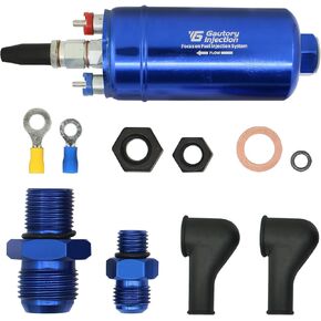 External Inline Electric Fuel Pump High Flow 300LPH Universal 12V Blue