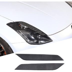 Daeiclru Soft Carbon Fiber Front Headlight Eyebrow Eyelid Sticker Compatible with Nissan 350z 2003-2006, Front Headlamp Eyebrow Sticker Trim Strip Accessories, 2PCS (Style A - Black)