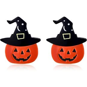 YUJIE Halloween Studs Earrings Lightweight Acrylic Pumpkin Earrings for Women Witch Hat Holiday Costume Jewelry