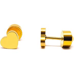 Stud Earrings, Tiny Screw on Flatback Nap,18K Gold Flat Back Earrings for Piercing Jewelry Gift for Women