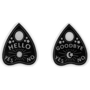 Ouija Board Hello Goodbye Witchy Planchette Spirit Board Heart Anatomical Earrings Gothic Goth Punk Witchy Spooky Creepy Witch Stud Earrings(Witchy Planchette Earrings)