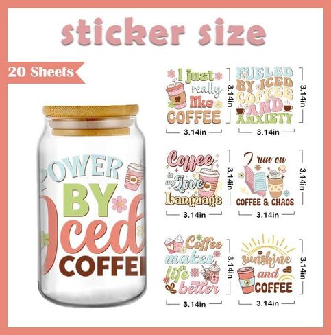 AFRITEE UV DTF Cup Wraps - 20 Sheets Boho Funny Skeleton Uvdtf Tumbler Wrap for 16 oz Glass Mugs, Retro Transfer Stickers Decals for DIY Coffee Cups Crafts Creative Gifts in Saudi Arabia