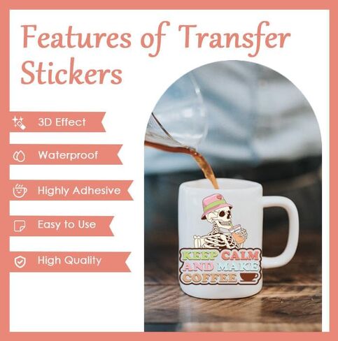 AFRITEE UV DTF Cup Wraps - 20 Sheets Boho Funny Skeleton Uvdtf Tumbler Wrap for 16 oz Glass Mugs, Retro Transfer Stickers Decals for DIY Coffee Cups Crafts Creative Gifts in Saudi Arabia