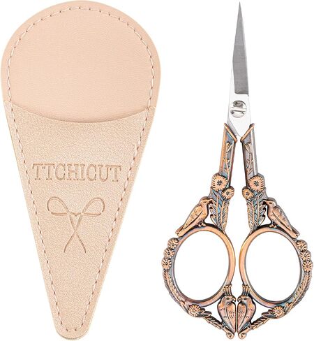 Embroidery Scissors, Small Sharp Pointed Sewing Scissors for Cross Stitch Cutting Embroidery Sewing Handcraft Craft Art Work DIY Tool with PU Leather Sheath (Silver) in Saudi Arabia