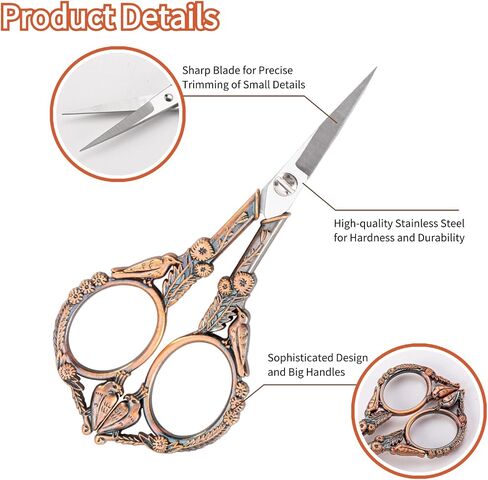 Embroidery Scissors, Small Sharp Pointed Sewing Scissors for Cross Stitch Cutting Embroidery Sewing Handcraft Craft Art Work DIY Tool with PU Leather Sheath (Silver) in Saudi Arabia