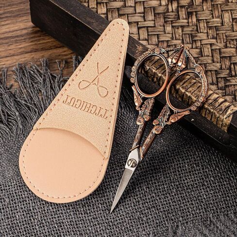 Embroidery Scissors, Small Sharp Pointed Sewing Scissors for Cross Stitch Cutting Embroidery Sewing Handcraft Craft Art Work DIY Tool with PU Leather Sheath (Silver) in Saudi Arabia