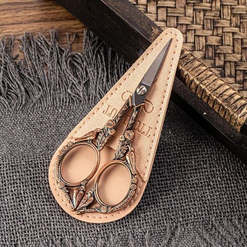 Embroidery Scissors, Small Sharp Pointed Sewing Scissors for Cross Stitch Cutting Embroidery Sewing Handcraft Craft Art Work DIY Tool with PU Leather Sheath (Silver) in Saudi Arabia