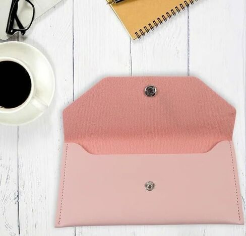 قطعة واحدة من محفظة المغلف الوردي من جلد البولي يوريثان، مغلف نقدي قابل لإعادة الاستخدام، محفظة لحامل النقود النقدية للنساء، اللوازم المكتبية، مظاريف البنك للنقود، مغلفات النقود والمصروفات، المنتجات المكتبية in Kuwait
