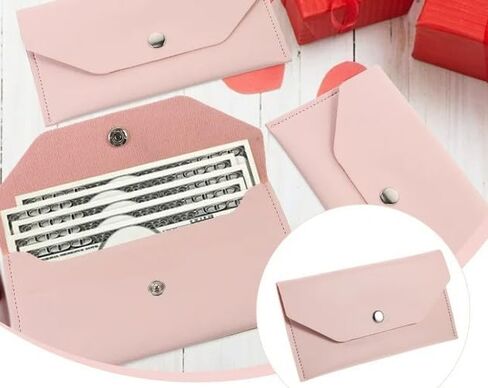 قطعة واحدة من محفظة المغلف الوردي من جلد البولي يوريثان، مغلف نقدي قابل لإعادة الاستخدام، محفظة لحامل النقود النقدية للنساء، اللوازم المكتبية، مظاريف البنك للنقود، مغلفات النقود والمصروفات، المنتجات المكتبية in Kuwait