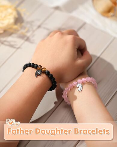 Father Daughter Matching Heart Bracelets- Fathers' Day, Birthday, Back to School, Christmas Gifts in Saudi Arabia