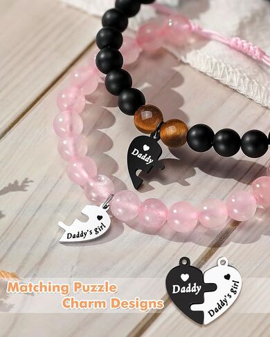 Father Daughter Matching Heart Bracelets- Fathers' Day, Birthday, Back to School, Christmas Gifts in Saudi Arabia