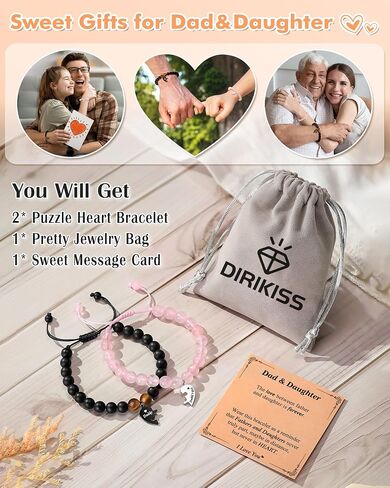 Father Daughter Matching Heart Bracelets- Fathers' Day, Birthday, Back to School, Christmas Gifts in Saudi Arabia