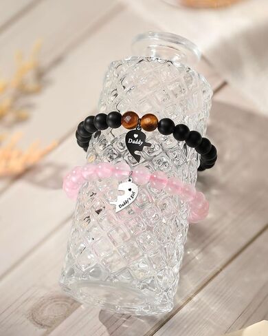 Father Daughter Matching Heart Bracelets- Fathers' Day, Birthday, Back to School, Christmas Gifts in Saudi Arabia