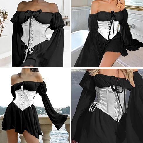 Satin Corset For Womens Lace Up Short Torso Versatile Elegant Party Vintage Bustier in Saudi Arabia