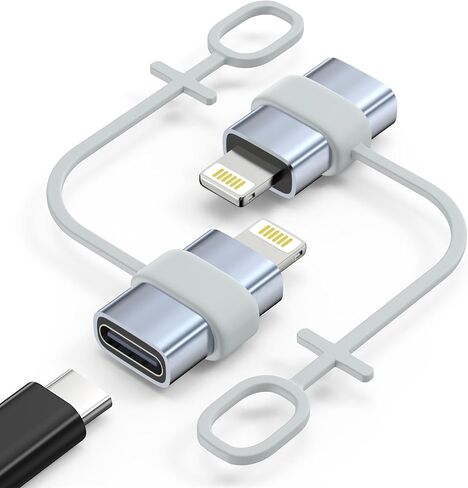 محول MoKo USB C إلى Lightning 4 حزم، ليس للصوت/OTG، محول Lightning ذكر إلى USB C أنثى لسلسلة iPhone 14/13/12/11/X، iPad/AirPods، الشحن ومزامنة البيانات، مع حلقة مضادة للفقدان، رمادي in Saudi Arabia