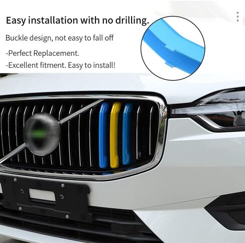 ontto Fit for Volvo XC60 2018-2021 Grille Insert Trims Strips Front Kidney Decorative Strip Grilles Color A in Saudi Arabia