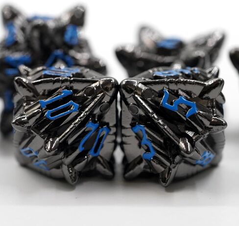 Metal Ancient Silver D&D Dice Set,Polyhedral DND Punk Dice Set with Box,7pcs RPG Dice Set for Tabletop Game (Silver Blue) in Saudi Arabia