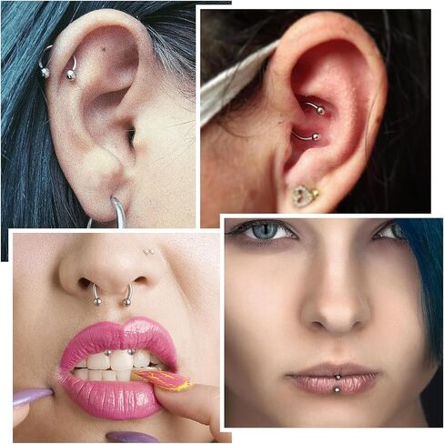 16G حلقة الحاجز الفولاذ المقاوم للصدأ الحاجز الأنف الدائري هوب حلقات الحاجز ثقب المجوهرات مع كرات بديلة حلقات حدوة الحصان القرط الحاجب القرط هوب الشفاه حدوة الحصان ثقب للنساء الرجال in Kuwait