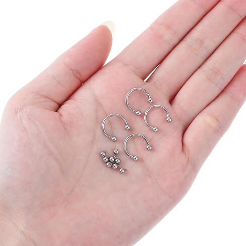 16G حلقة الحاجز الفولاذ المقاوم للصدأ الحاجز الأنف الدائري هوب حلقات الحاجز ثقب المجوهرات مع كرات بديلة حلقات حدوة الحصان القرط الحاجب القرط هوب الشفاه حدوة الحصان ثقب للنساء الرجال in Kuwait