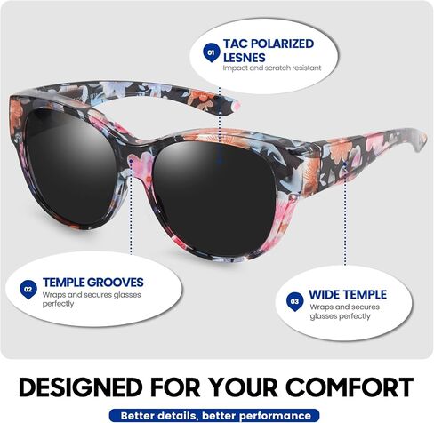 Xfeel Polarized Sunglasses Over Glasses for Women Trendy Shades Over Prescription Eyeglasses Sun Glasses in Saudi Arabia