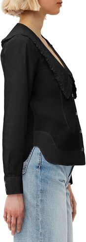 Cicy Bell Womens V Neck Ruffle Shirts Cute Long Sleeve Button Down Tops Casual Work Office Blouses in Saudi Arabia