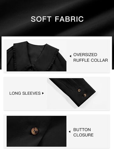 Cicy Bell Womens V Neck Ruffle Shirts Cute Long Sleeve Button Down Tops Casual Work Office Blouses in Saudi Arabia