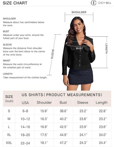 Cicy Bell Womens V Neck Ruffle Shirts Cute Long Sleeve Button Down Tops Casual Work Office Blouses in Saudi Arabia