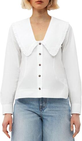 Cicy Bell Womens V Neck Ruffle Shirts Cute Long Sleeve Button Down Tops Casual Work Office Blouses in Saudi Arabia