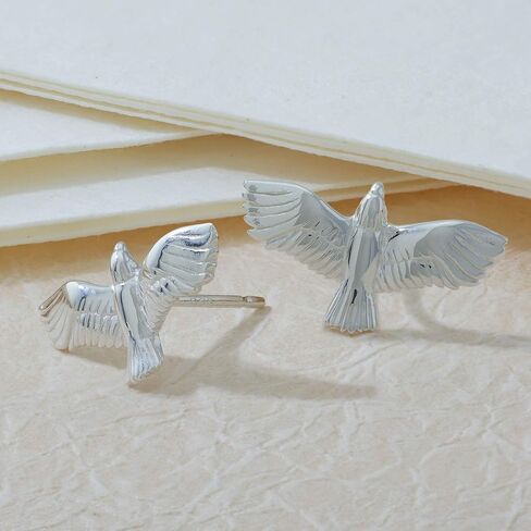 Boma Jewelry Sterling Silver Flying Eagle Bird Stud Earrings in Saudi Arabia