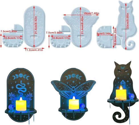 3 قطعة حامل شموع الهالوين قالب من السيليكون للتعليق على الحائط على شكل ثعبان هريرة عثة رف تخزين للمهرجانات ديكور المنزل راتنجات الايبوكسي قالب صب ثلاثي الأبعاد صناعة يدوية رف حائط لعيد القديسين in Kuwait