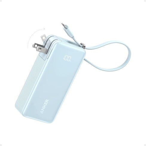 بنك طاقة Anker Nano 3 في 1، وكابل Lightning مدمج، ومنفذ USB-C، وقابس تيار متردد قابل للطي لإعادة الشحن السريع، وإخراج 30 وات كحد أقصى، وسعة 10,000 مللي أمبير في الساعة، متوافق مع سلسلة iPhone 14، وAirPods، والمزيد in Saudi Arabia