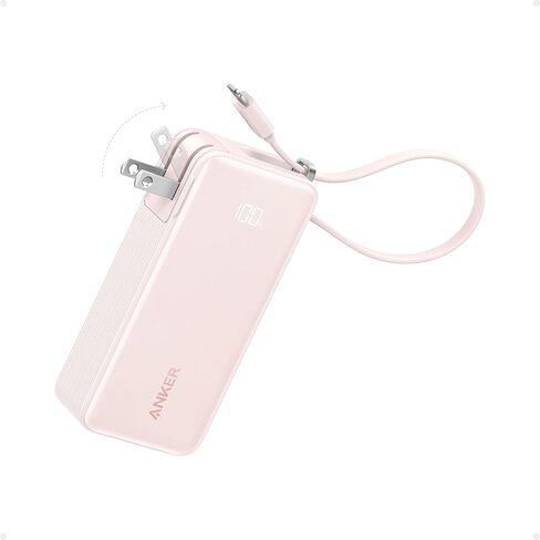 بنك طاقة Anker Nano 3 في 1، وكابل Lightning مدمج، ومنفذ USB-C، وقابس تيار متردد قابل للطي لإعادة الشحن السريع، وإخراج 30 وات كحد أقصى، وسعة 10,000 مللي أمبير في الساعة، متوافق مع سلسلة iPhone 14، وAirPods، والمزيد in Saudi Arabia