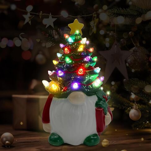 Ceramic Christmas Tree Decorations, Christmas Gnomes Decorations Indoor, Small Christmas Tree with Lights, Mini Christmas Tree, Ceramic Winter Holidays Table Decor in Saudi Arabia