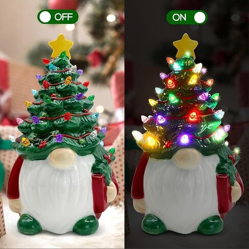 Ceramic Christmas Tree Decorations, Christmas Gnomes Decorations Indoor, Small Christmas Tree with Lights, Mini Christmas Tree, Ceramic Winter Holidays Table Decor in Saudi Arabia