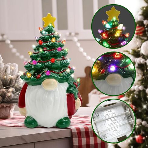 Ceramic Christmas Tree Decorations, Christmas Gnomes Decorations Indoor, Small Christmas Tree with Lights, Mini Christmas Tree, Ceramic Winter Holidays Table Decor in Saudi Arabia