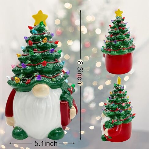 Ceramic Christmas Tree Decorations, Christmas Gnomes Decorations Indoor, Small Christmas Tree with Lights, Mini Christmas Tree, Ceramic Winter Holidays Table Decor in Saudi Arabia