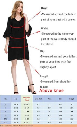 BUENOS NINOS Dresses for Womens Summer Bell Sleeve V-Neck Shift Dress Mini Dress in Kuwait