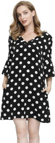 BUENOS NINOS Dresses for Womens Summer Bell Sleeve V-Neck Shift Dress Mini Dress in Kuwait