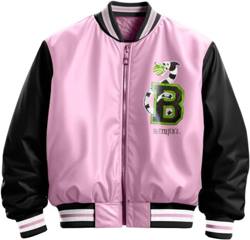 Warner Bros Beetlejuice Girls Bomber Zip-Up Jackets Beetlejuice Graphic Print Zipper Jacket for Kids & Teens in Saudi Arabia