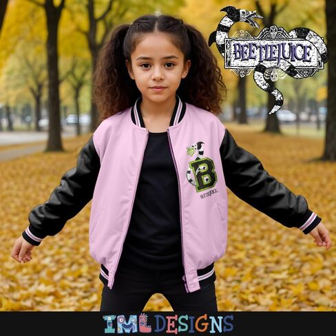Warner Bros Beetlejuice Girls Bomber Zip-Up Jackets Beetlejuice Graphic Print Zipper Jacket for Kids & Teens in Saudi Arabia