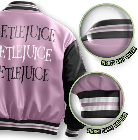 Warner Bros Beetlejuice Girls Bomber Zip-Up Jackets Beetlejuice Graphic Print Zipper Jacket for Kids & Teens in Saudi Arabia