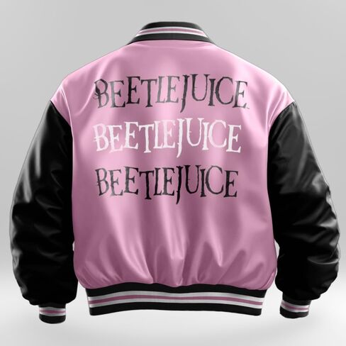 Warner Bros Beetlejuice Girls Bomber Zip-Up Jackets Beetlejuice Graphic Print Zipper Jacket for Kids & Teens in Saudi Arabia