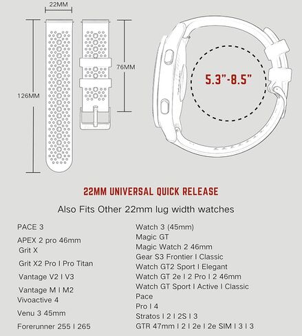 AZANU 22 Universal Quick Release Watch Band Replacement, 22mm Silicone Sport Band for Men Women Breathable Waterproof in Saudi Arabia