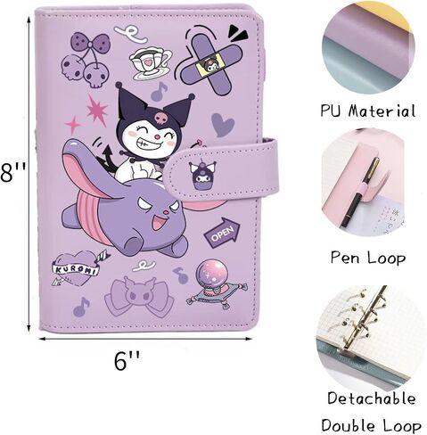 Diary with MagBuckle for Girls, A6 Lined Journal,Cute School Supplies Kawaii Anime Cartoon Stationery Gift With Stickers (Purple) in Saudi Arabia