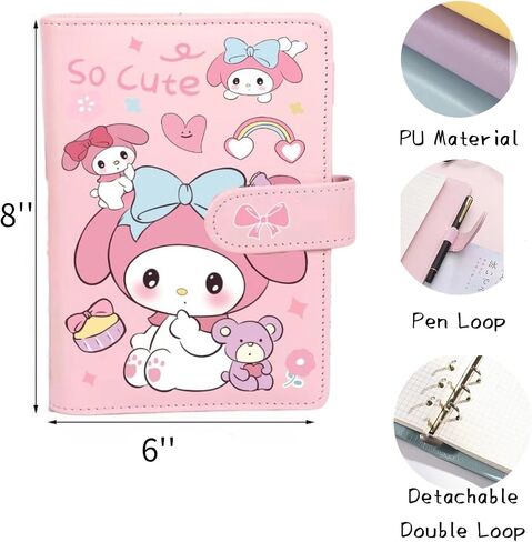 Diary with MagBuckle for Girls, A6 Lined Journal,Cute School Supplies Kawaii Anime Cartoon Stationery Gift With Stickers (Purple) in Saudi Arabia