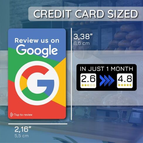 Reusable Review Tap Card for Google Reviews - 4-Cards Pack - QR & Tap NFC Review Card - Review Us on Google Tap Card - iPhone & Android - Boost my Reviews Card - Set Up at Home | by MESSAGENES in Saudi Arabia